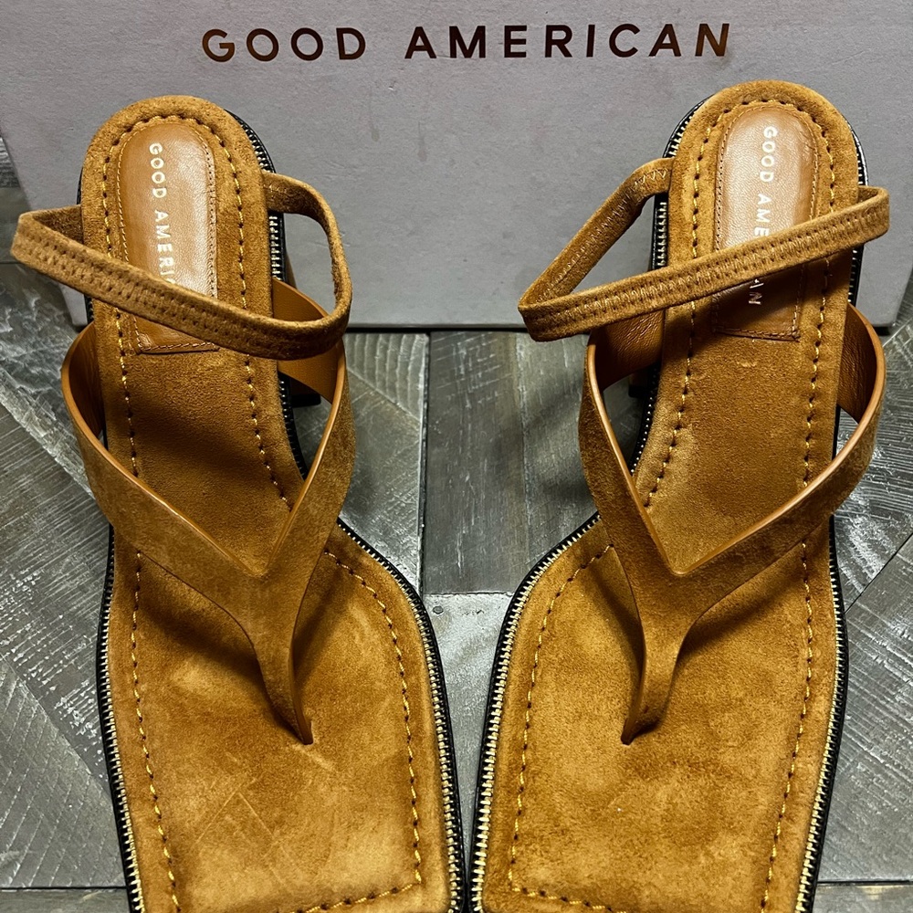 Good American Brown Strappy Sandals